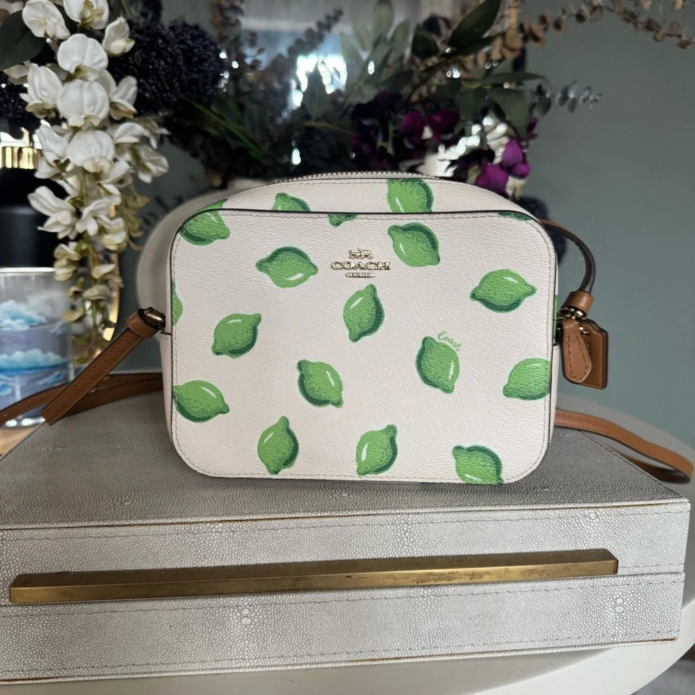 Coach White and Green Lime Crossbody Camera Style Bag - Picture 3 of 16